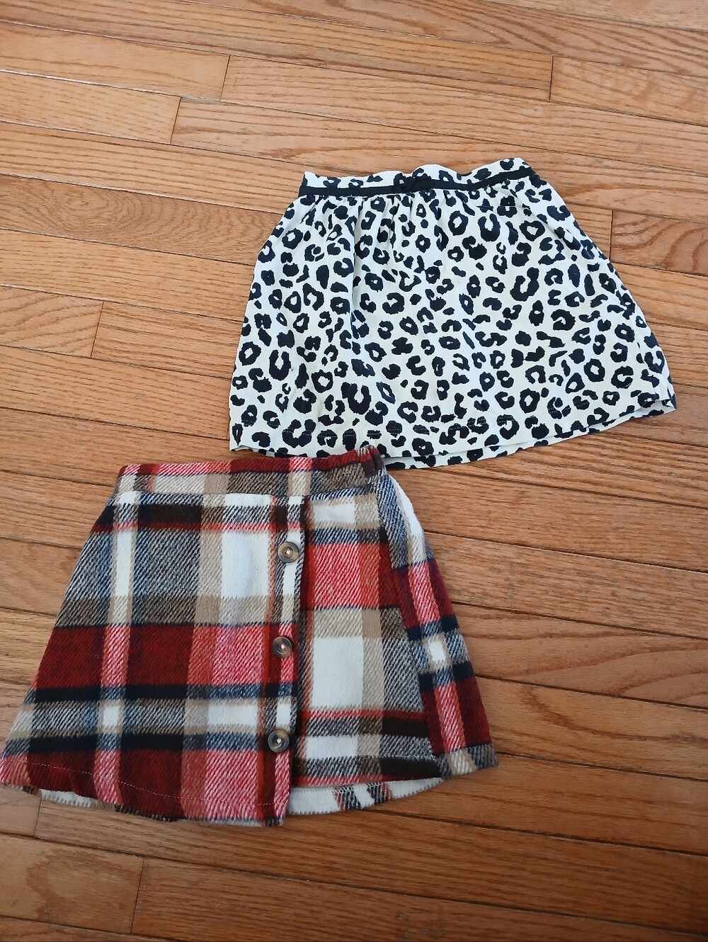 3T Leopard Print Baby Gap & Plaid Shein Skirts